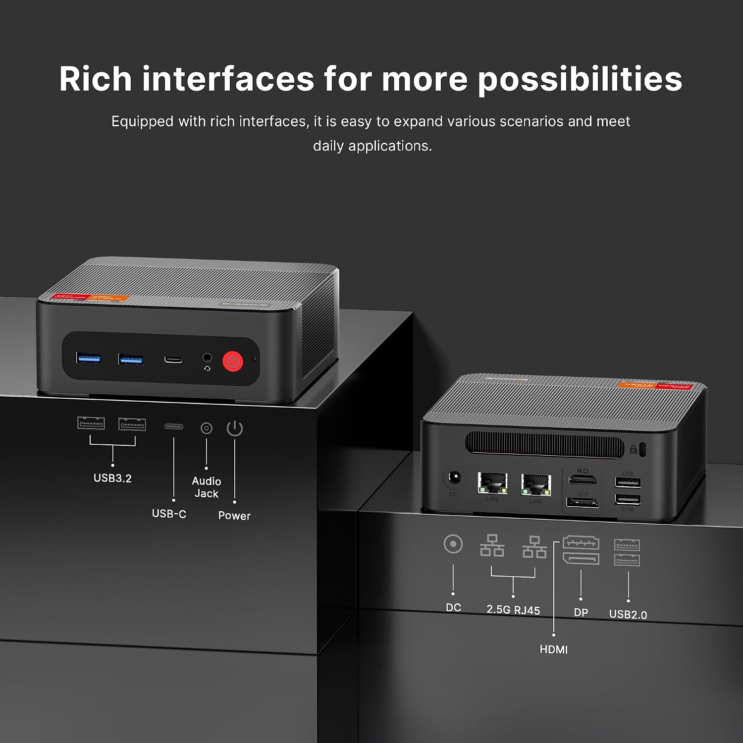 BOSGAME P4 Ultra Mini PC, AMD Ryzen 7 7730U (up to 4.5GHz), 16GB DDR4, 1TB PCIe SSD Mini Desktop Computer, Dual LAN 2.5G & Wi-Fi 6E & BT5.2, 4K Triple Display, for Home, Office, Gaming - Image 8