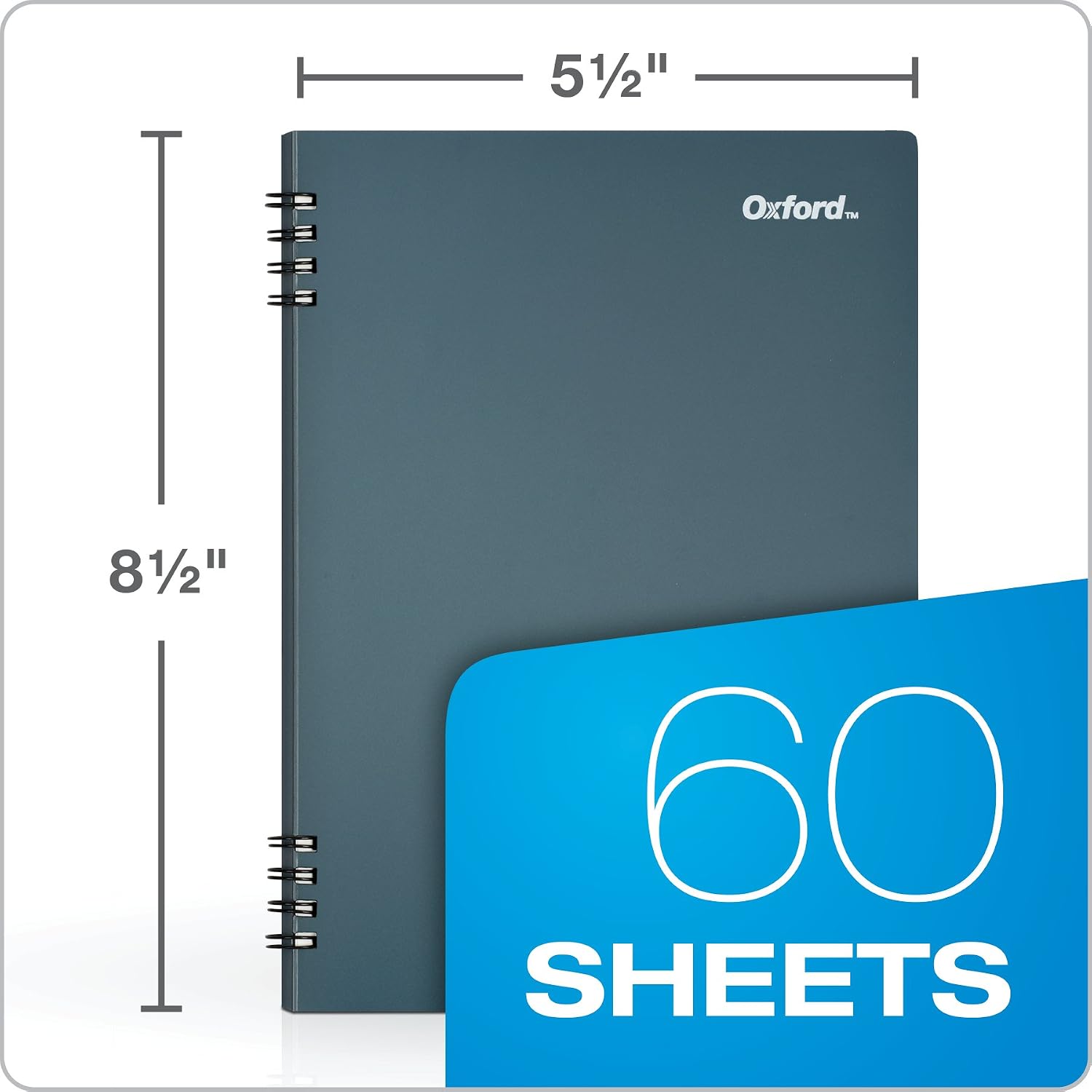Oxford Stone Paper Notebook, School Notebook, Smooth Note-Taking Pad, Journal for Writing, 5-1/2" x 8-1/2", Blue Cover, 60 Sheets, 2 Pack (161641) - Image 6