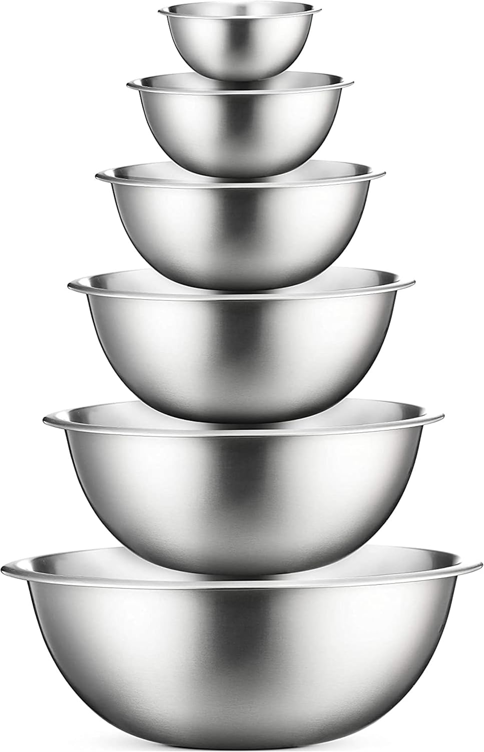 FineDine Stainless Steel Mixing Bowls Set, Dishwasher Safe, 6 Piece Metal Mixing Bowls For Kitchen, Nesting, Large, Small, Big Food Prep, Cooking, Baking - Image 2