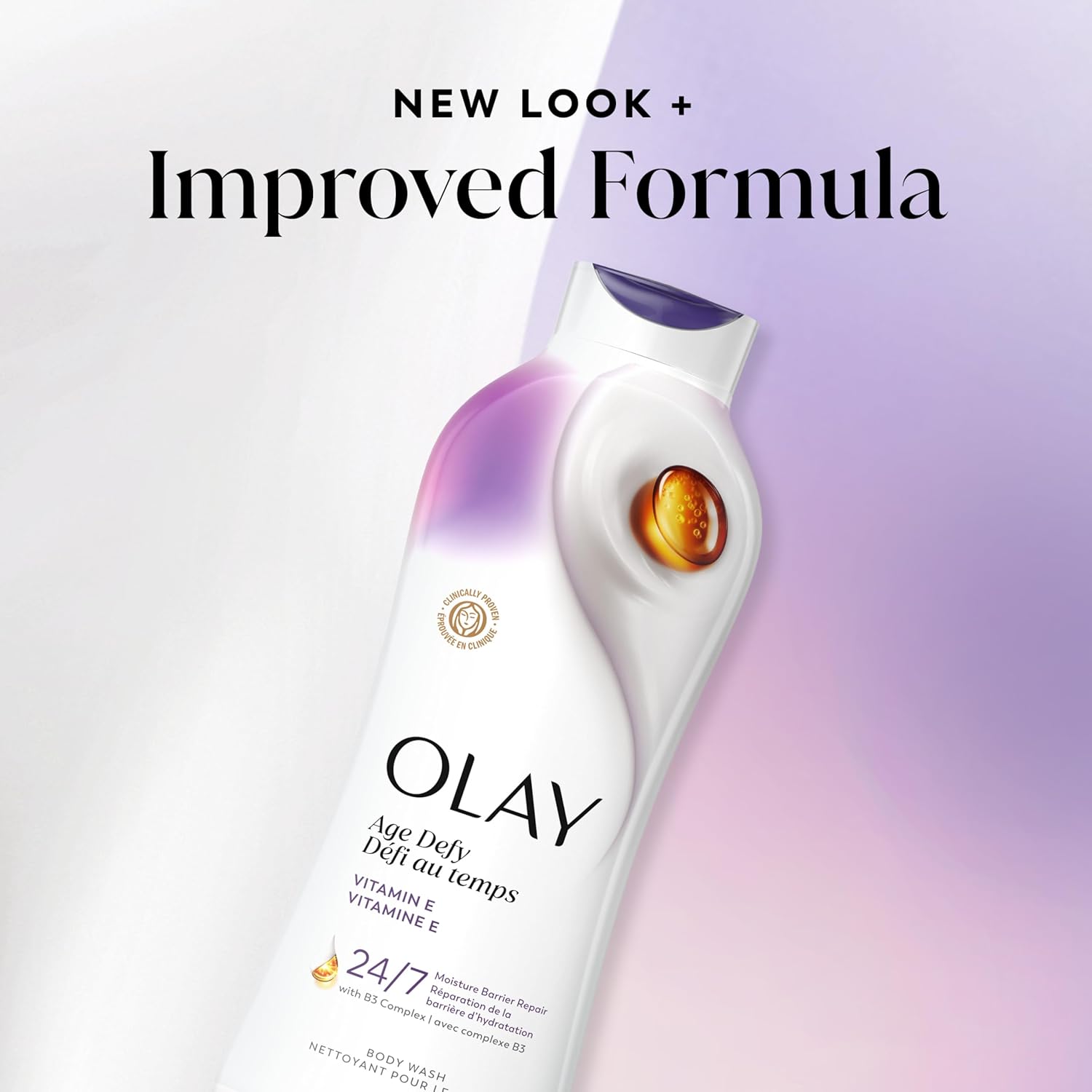 Olay Body Wash for Women, Age Defying with Vitamin E, 24hr Moisturizing, Hydrating & Refreshing, B3 Vitamin Complex, Free of Parabens & Phthalates, for All Skin Types, Scented, 22 fl oz (Pack of 4) - Image 9