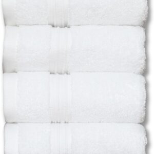 Milara Turkish Super-Plush Wash Cloths Set 4-Piece | Premium 100% Cotton Washcloths Absorbent, Durable with Hanging Loops | White Color Bath Washcloths, (13 x 13 Inch)