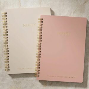 Aesthetic Spiral Notebook Set of 2 For Women and Men – Cute College Ruled 8×6 Bible Study Journal/Notebook with Pockets And Lined Pages – Perfect A5 Supplies to Stay Organized at Work or School