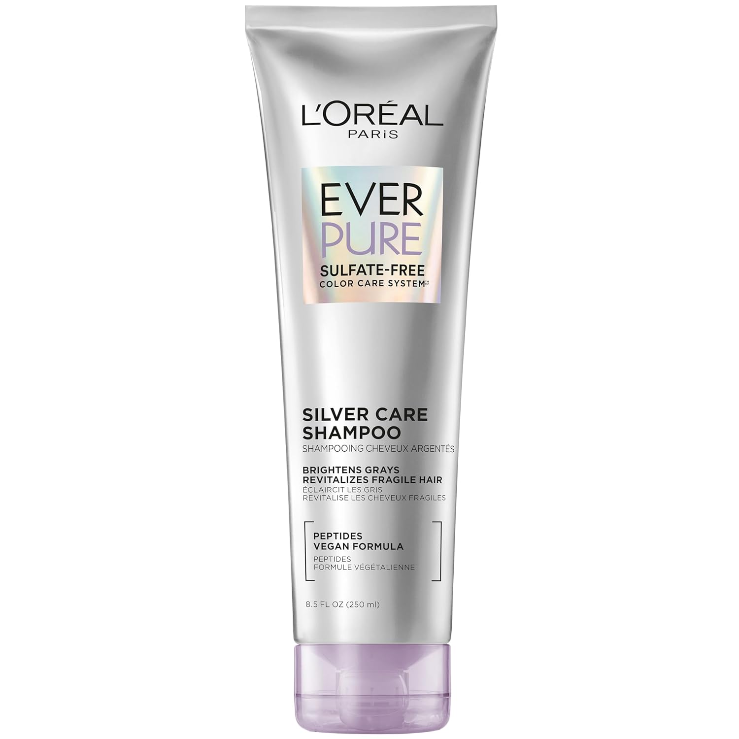 L'Oreal Paris EverPure Brightening and Nourishing Shampoo for Gray Hair, Sulfate-Free Vegan Formula with Peptides, 8.5 Fl Oz - Image 2