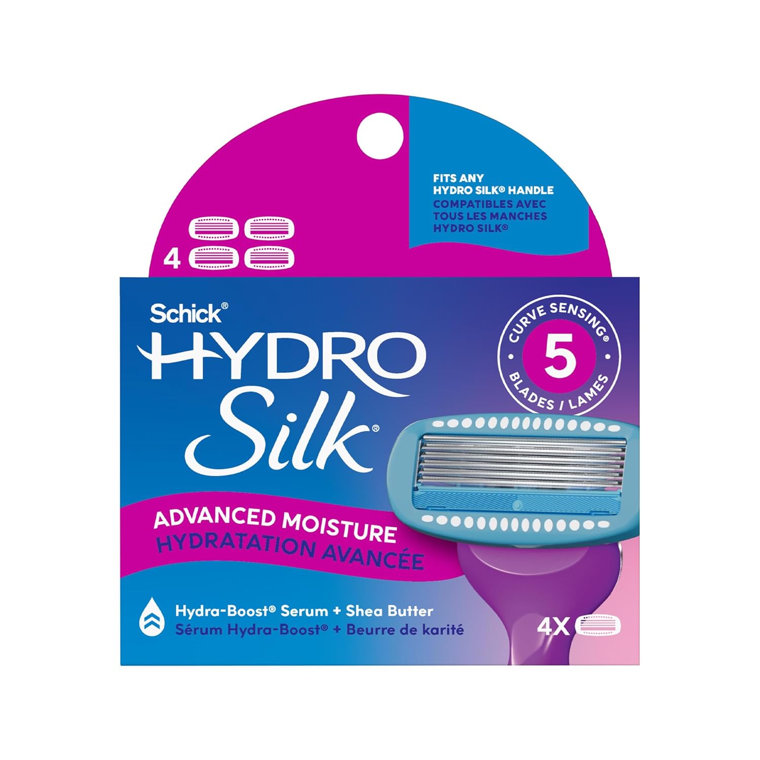 Schick Hydro Silk Moisture Razor Blade Refills, 4 Count | 5-Blade Moisturizing Razors for Women | Womens Moisturizing Razor Refills - Image 2