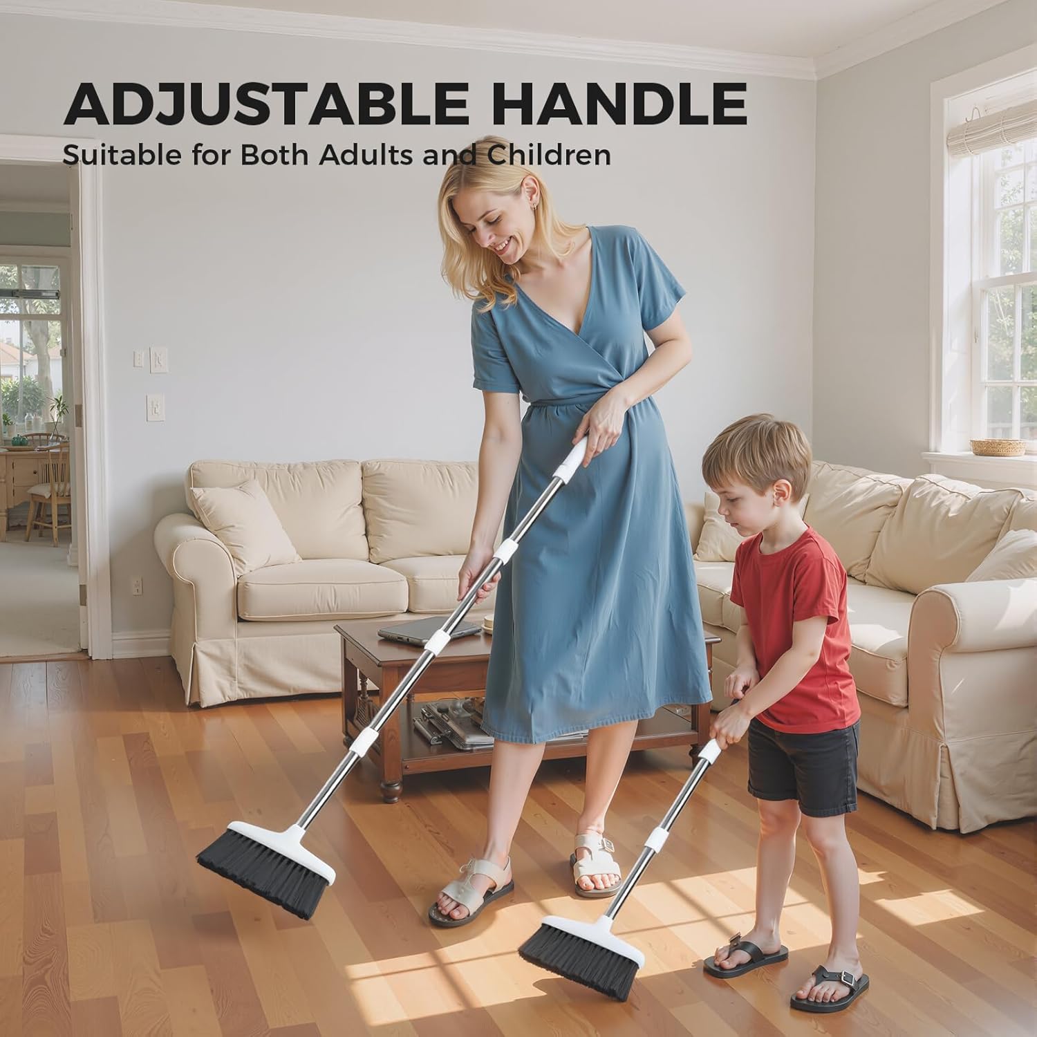 Handy Broom, Indoor/Outdoor Brooms, Duty Kitchen Broom, for Home Garage Kitchen Office Courtyard Lobby Patio Lawn Concrete White - Image 8