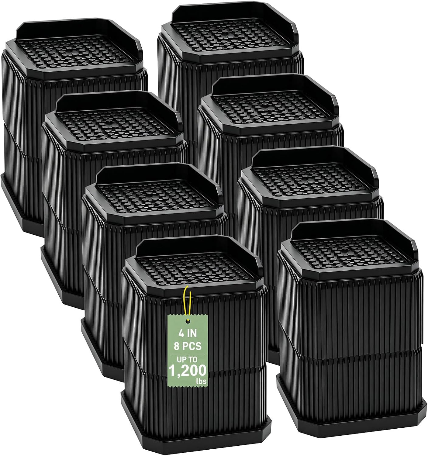 EleganceX Furniture Risers 8 Pack - Couch Risers 2" to 4" Height Lift for Bed, Sofa,Desk,Table,Refrigerator, Washing Machine |Easy Storage & Cleaning,Anti-Slip Design Supports Up to 1200lbs - Image 2