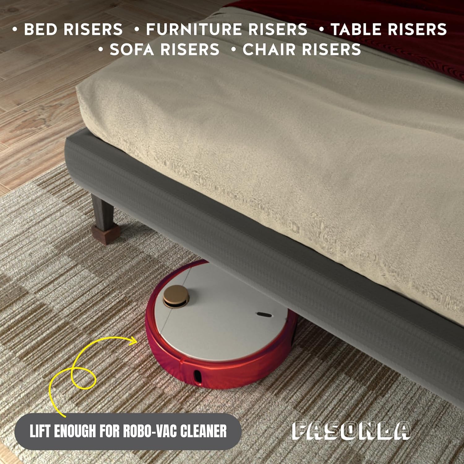 FASONLA Bed Risers (Set of 4) - Oak Solid Wood Furniture Risers Lifts Height 2" with Non-Slip Recessed Hole (4pcs-2" Hight-Walnut Color) - Image 7