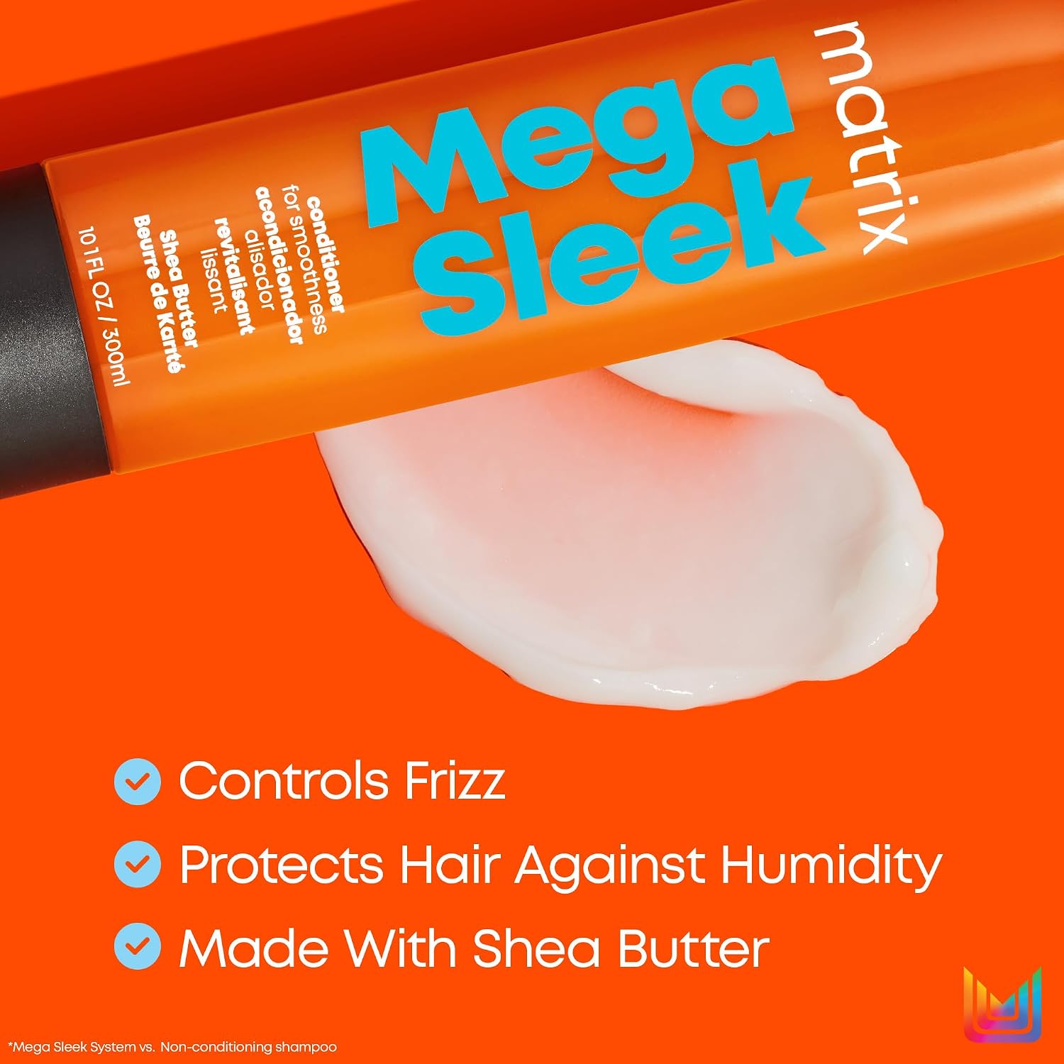 Matrix Mega Sleek Conditioner - Smoothing and Detangling, For Dry, Damaged & Frizzy Hair, Salon Professional Conditioner, With Shea Butter, Vegan - Image 3