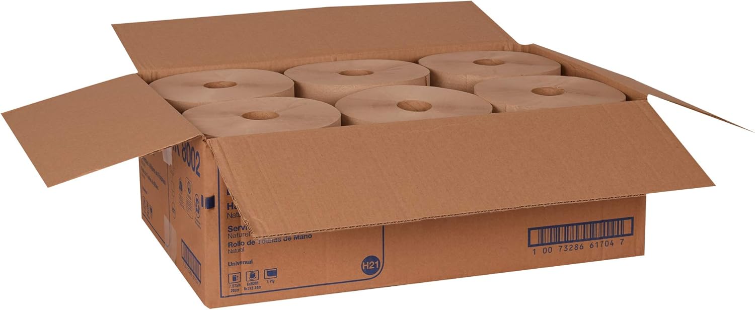 Tork Natural Paper Hand Towel Roll H21 100% Recycled Fiber, Universal Fit 6 Rolls x 800 Ft (RK8002) - Image 5