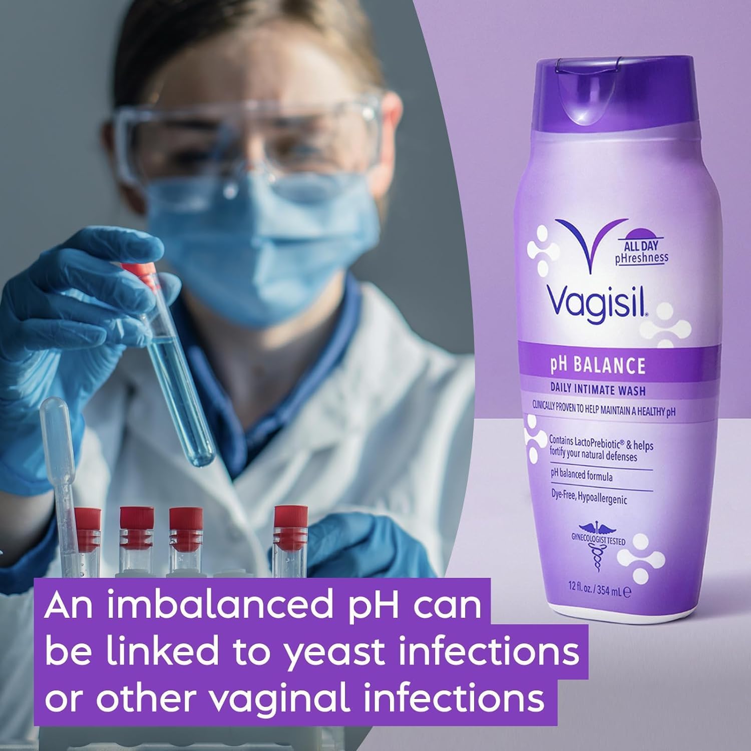 Vagisil Feminine Wash for Intimate Area Hygiene, pH Balance, Gynecologist Tested, Hypoallergenic, 12 oz, (Pack of 3) - Image 3