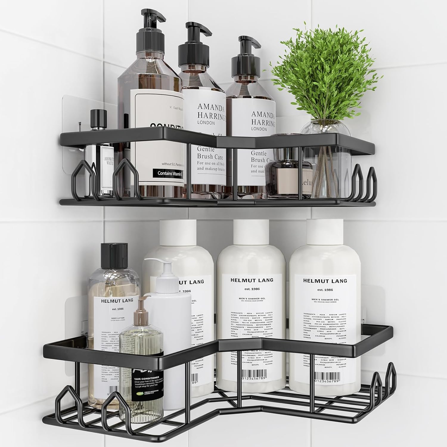 Adhesive Shower Caddy, 2 Pack Corner Bath Organizer, Rustproof Stainless Steel Shower Shelves with Large Capacity, No Drilling Shelves for Bathroom Storage, Home, Kitchen Décor - Image 2