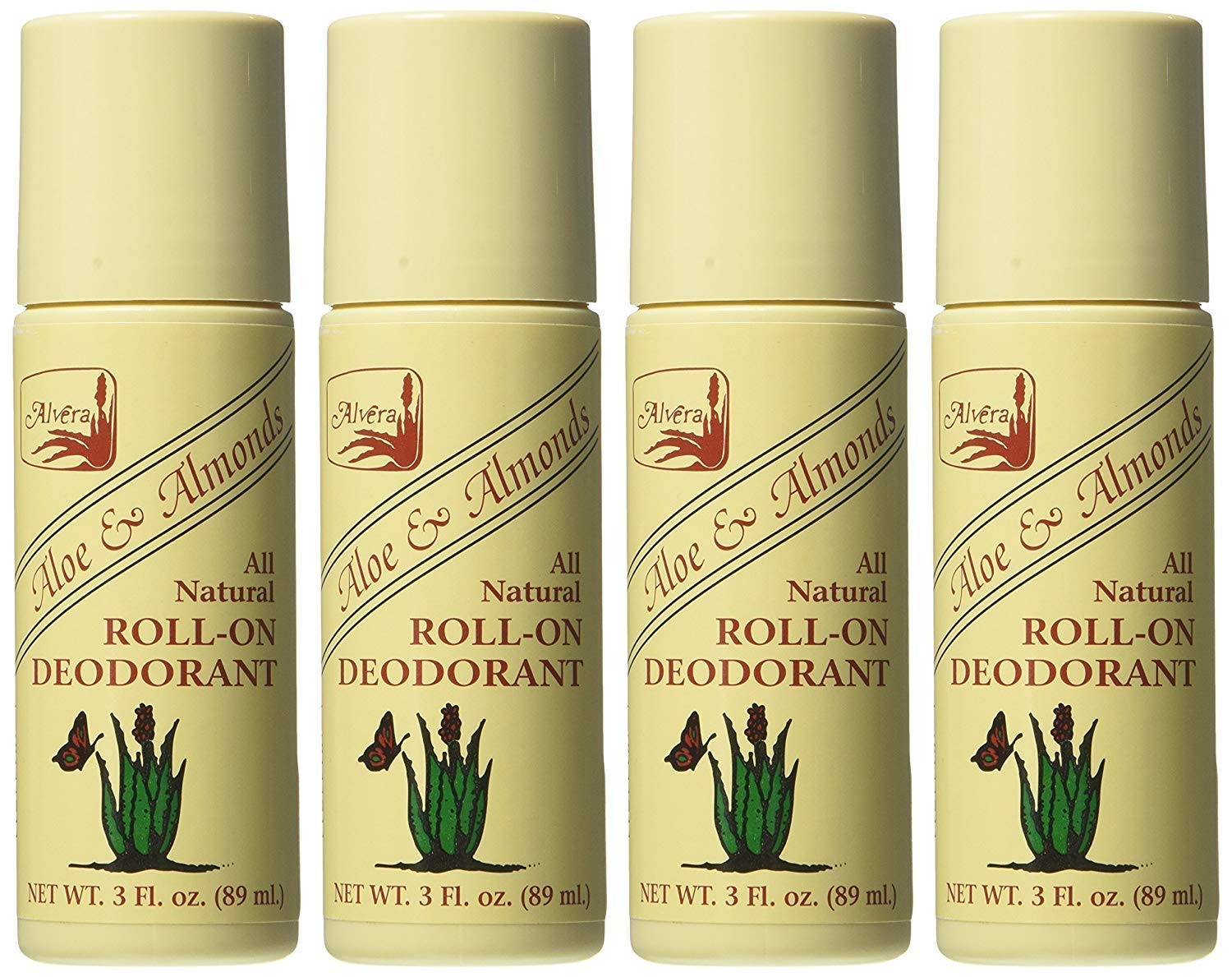 Alvera All Natural Roll-On Deodorant Aloe & Almonds - 3 Fl Oz, 4 pack - Image 2