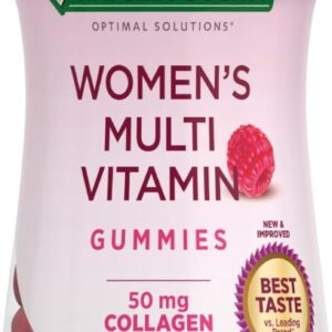 Nature’s Bounty Optimal Solutions Women’s Multivitamin, Immune and Cellular Energy Support, Bone Health, Raspberry Flavor, 80 Gummies, 40 Total Servings