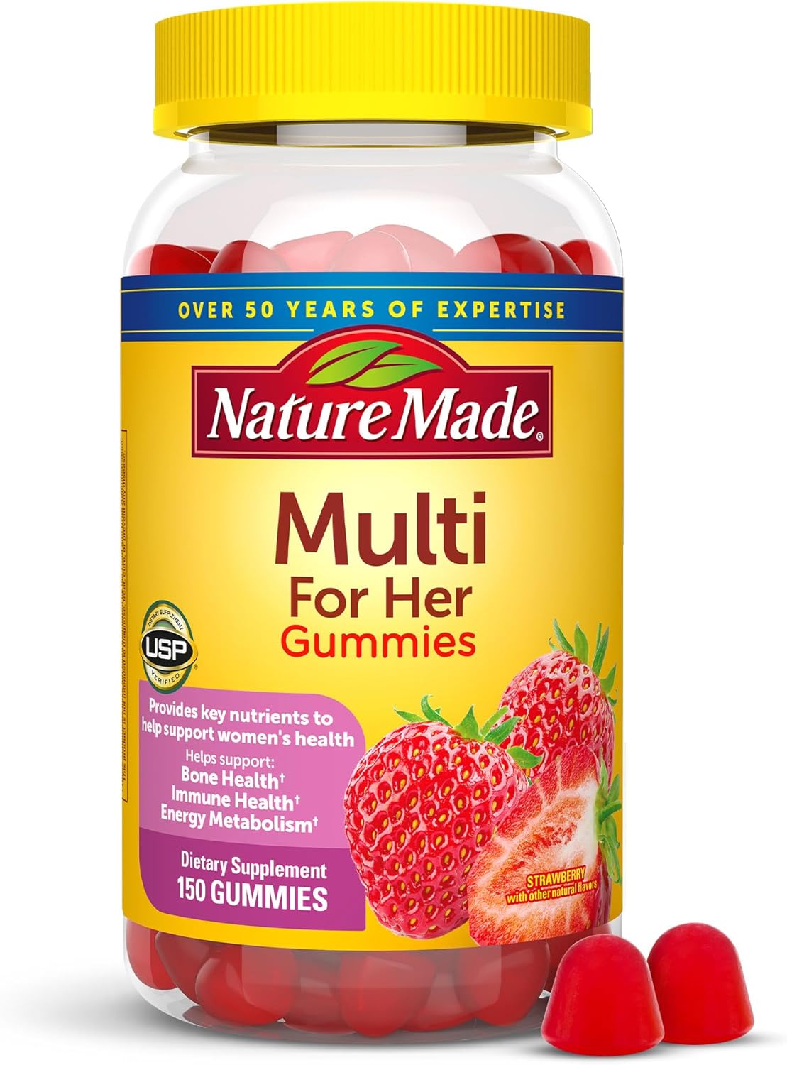 Nature Made Multivitamin For Women, Womens Gummy Multivitamins for Daily Nutritional Support, 150 Multi Vitamin Gummies, 75 Day Supply - Image 2