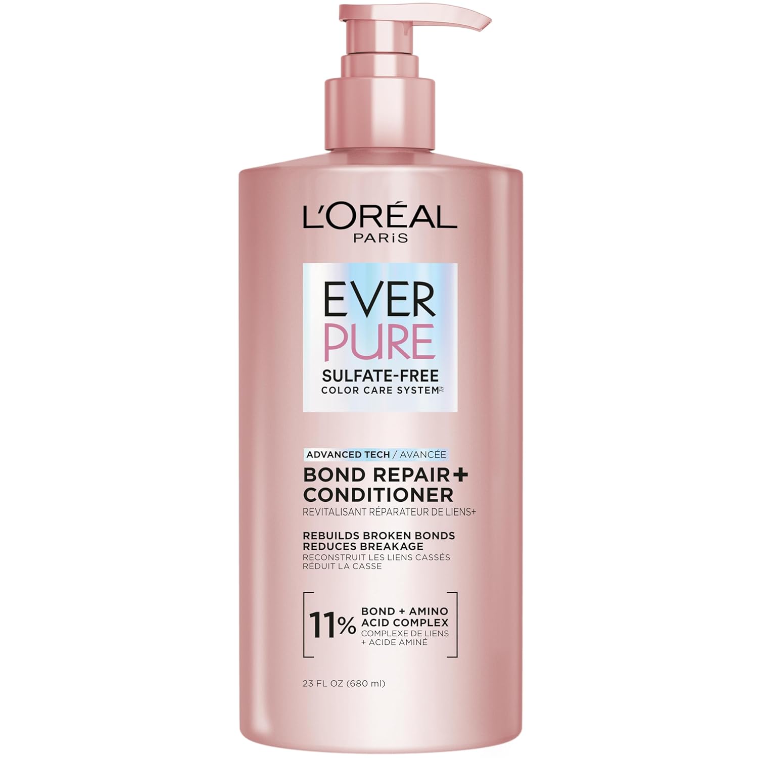 L'Oreal Paris Sulfate Free Bond Repair+ Conditioner, Hair Conditioner with Bond + Amino Acid Complex, Strengthens and Repairs Damaged or Color Treated Hair, EverPure, 23 Fl Oz (Packaging May Vary) - Image 2