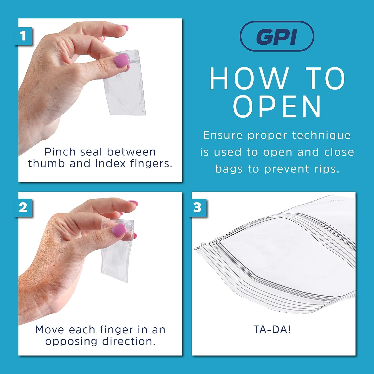 GPI - Pack of 500, 2.5" x 3" 2 Mil Thick - Clear Plastic Reclosable Zip Bags - Bulk, Strong & Durable Poly Baggies with Resealable Zip Top Lock for Travel, Storage, Packaging & Shipping - Image 9