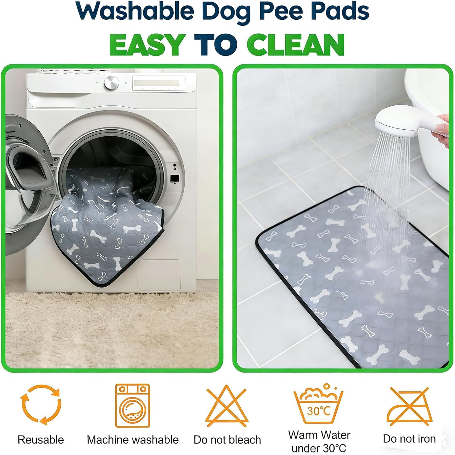 2 Pack Reusable Washable Pet Pee Pads, 24" x 48" Guinea Pig Cage Liner, Waterproof Non-Slip Absorbent Bedding Training Mat for Small Animal Guinea Pigs Rabbit Bunny Hamster Gray - Image 7