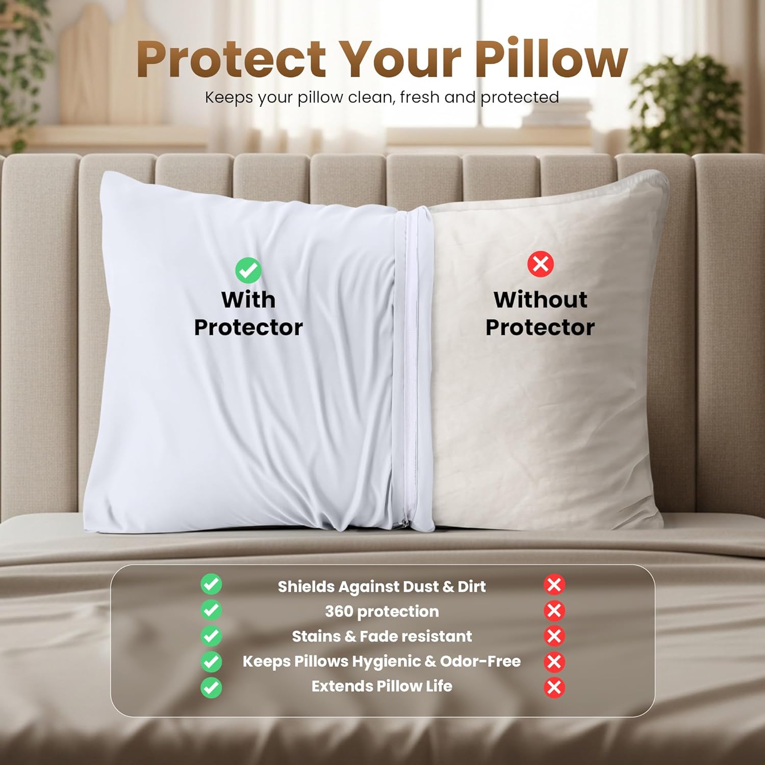 Utopia Bedding 4 Pack Pillow Protectors with Zipper Queen Size, Soft Brushed Microfiber Fabric Pillow Cases, Shrinkage and Fade Resistant Pillow Covers (White) - Image 4