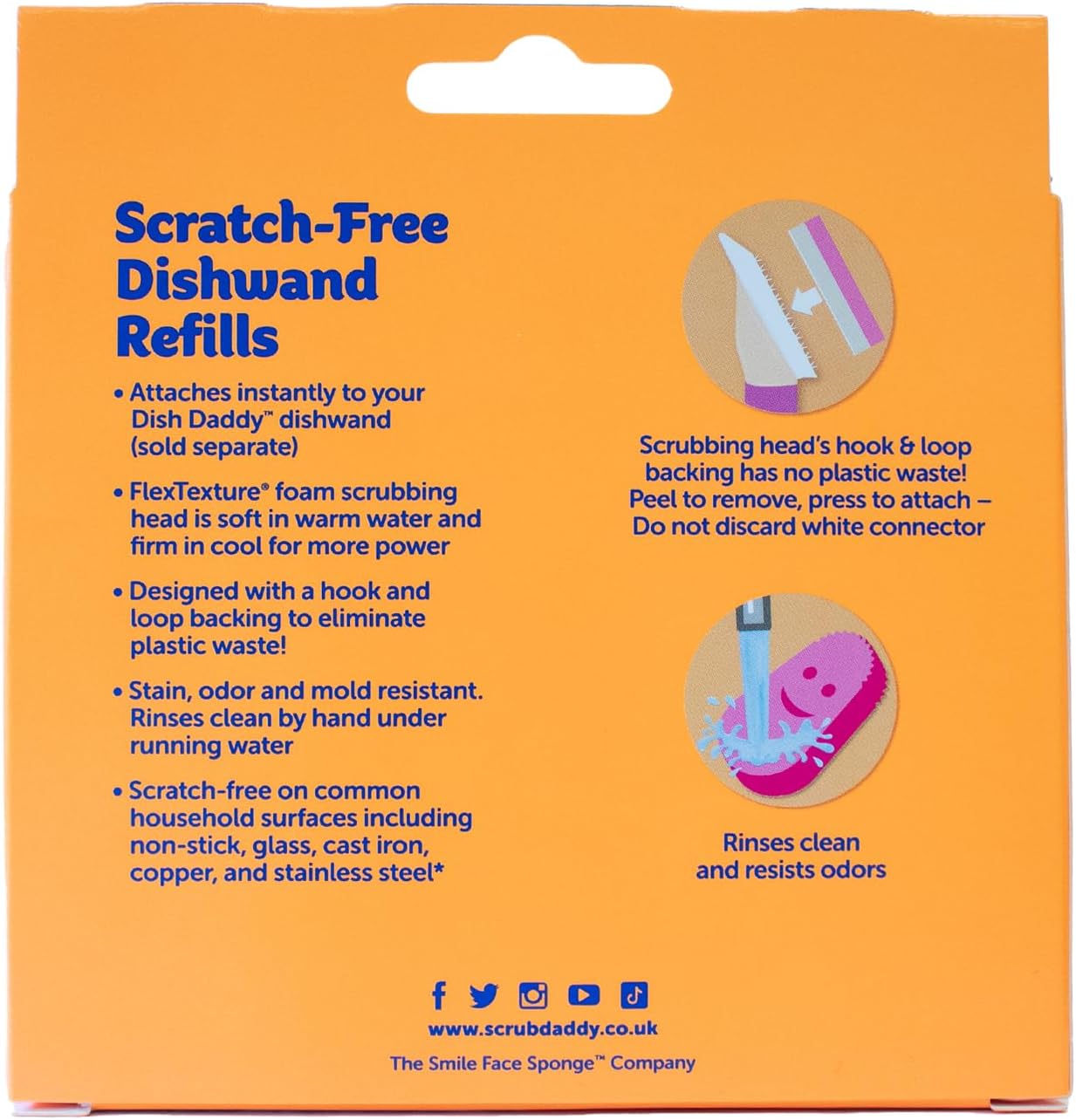 Scrub Daddy Dish Wand Scrubbing Brush Replacement Heads, Soap Dispensing Brushes, Texture Changing Washing Up Sponges, Detachable Dish Daddy Head Sponge Refills, Pink 2 Pack - Image 4
