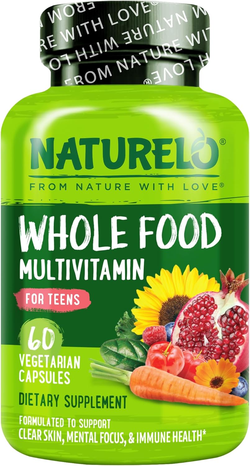 NATURELO Multivitamins for Teenage Girls/Boys, 60 Capsules, Whole Food Multivitamin with Minerals, Non-GMO, Vegetarian - Image 2