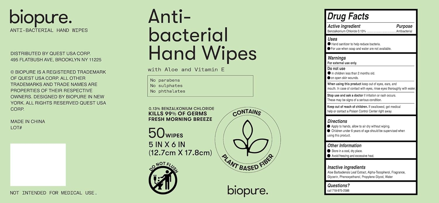 Biopure Antibacterial Hand Wipes Fresh Morning Breeze- Antibacterial Wipes with Aloe and Vitamin E Formula | 5"x7" Wet Wipes Canister | No Parabens, Sulfates or Phthalates, Kills 99% of Germs, 50 ct - Image 8