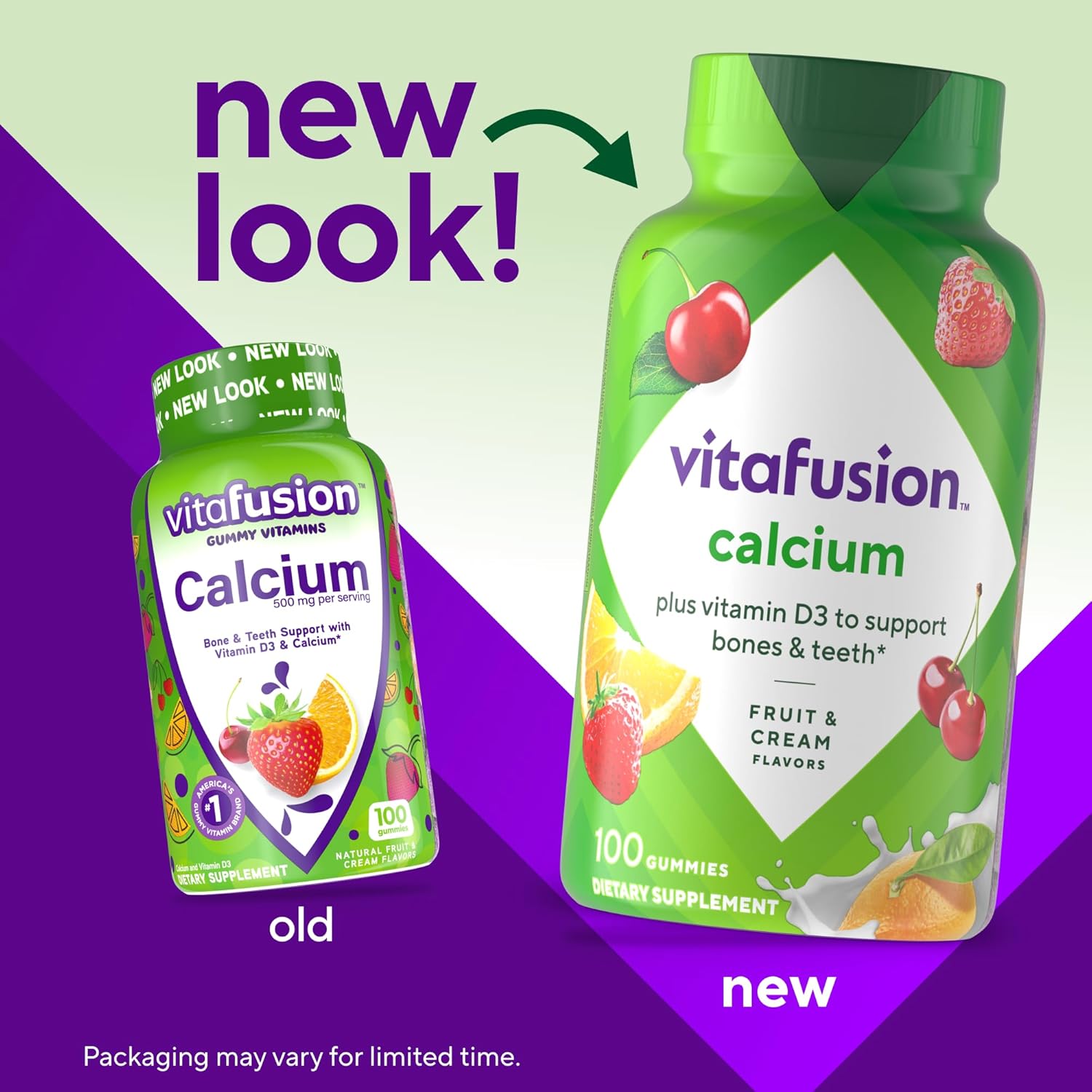 vitafusion Chewable Calcium Gummy Vitamins for Bone and Teeth Support, Calcium Gummies, Fruit and Cream Flavor, 100 Count, 50 Day Supply - Image 3