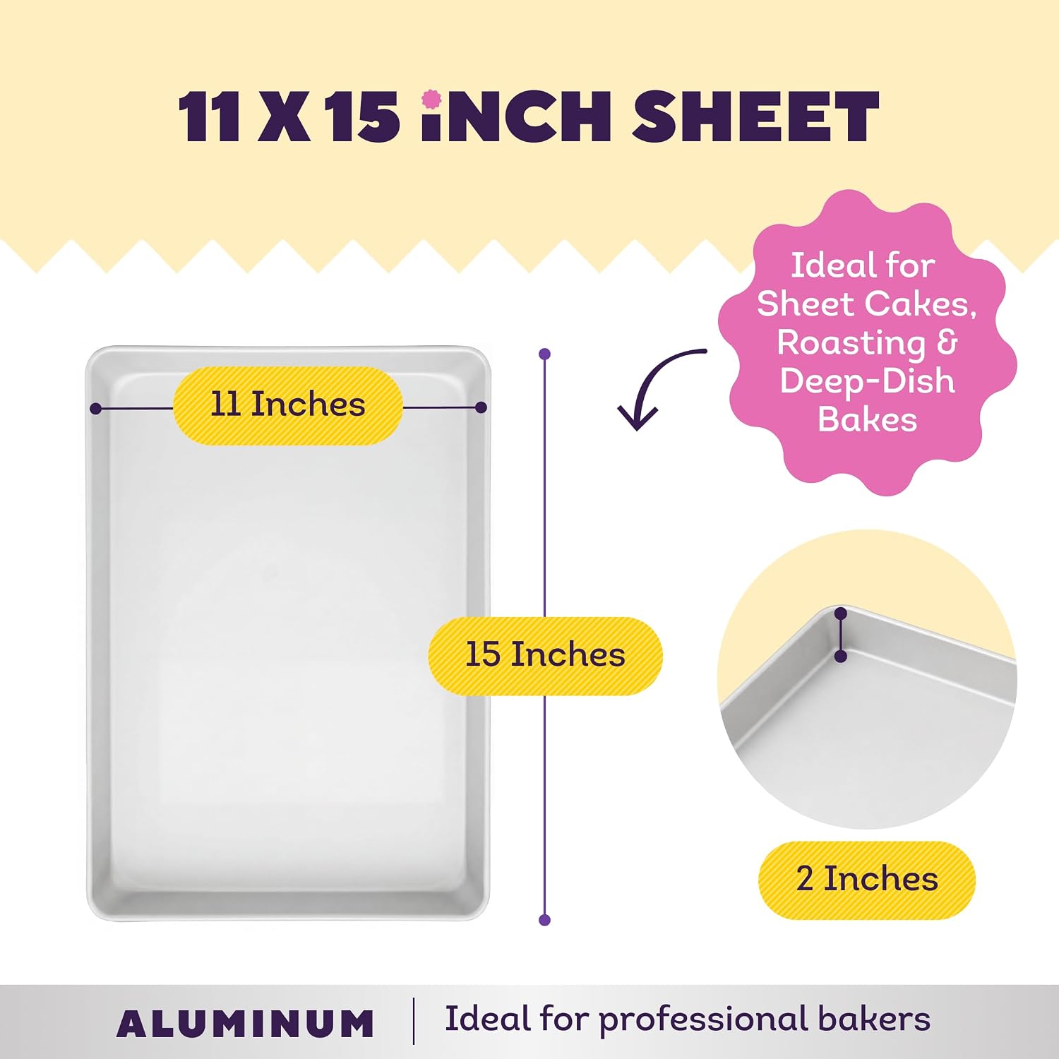 Wilton 11 x 15 Inch Aluminum Baking Sheet Pan, 2-Inch Deep Cake Pan, Even Heating, Rust-Resistant, Professional Quality, Packaging May Vary - Image 4