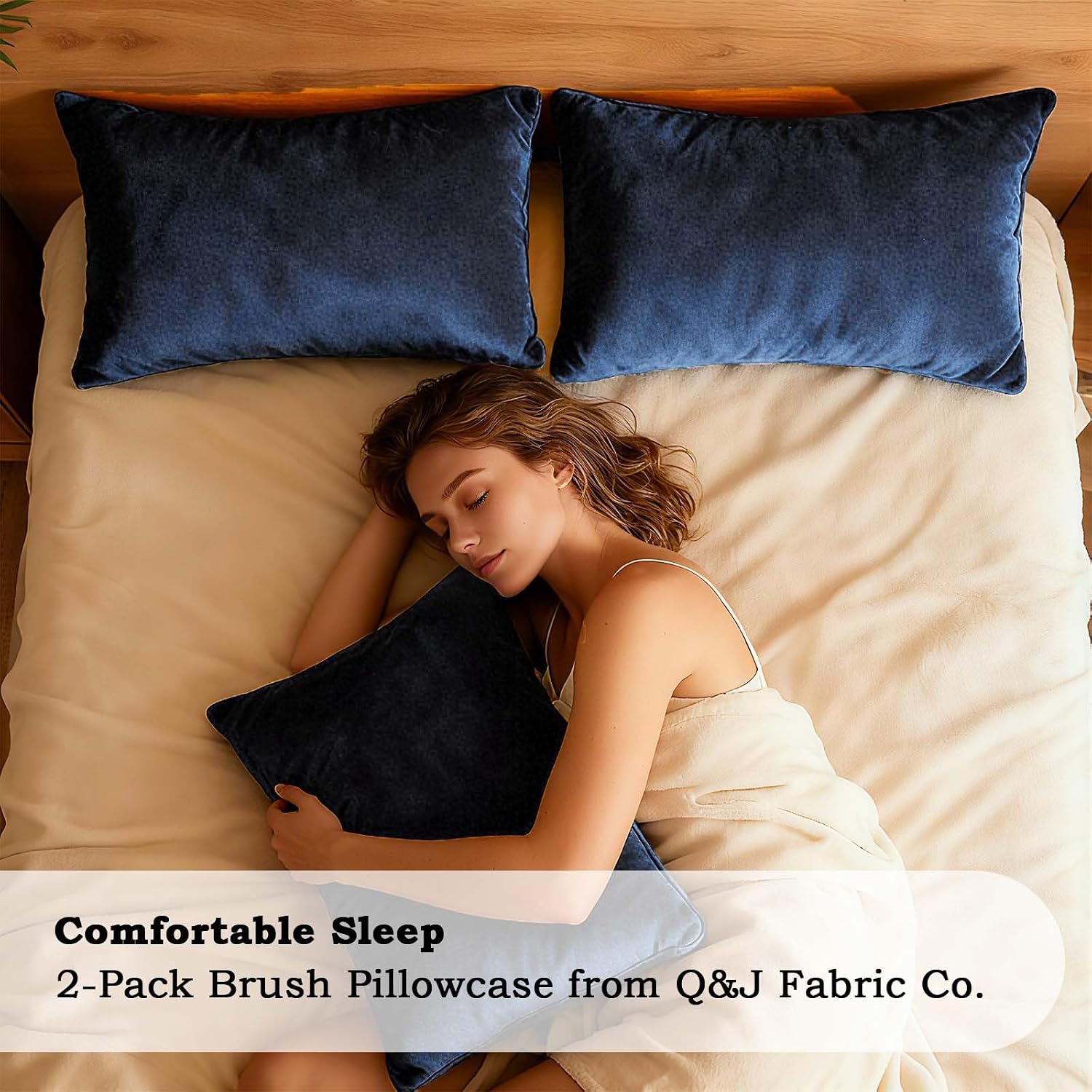 Q&J Fabric Co. Bedding Pillow Cases Standard Size set of 2 –Soft Brushed Microfiber Pillow Cover, Wrinkle-Free, Fade-Resistant, Envelope Closure Pillowcases Valentine Mother's Gift (20x26'',Navy Blue) - Image 7