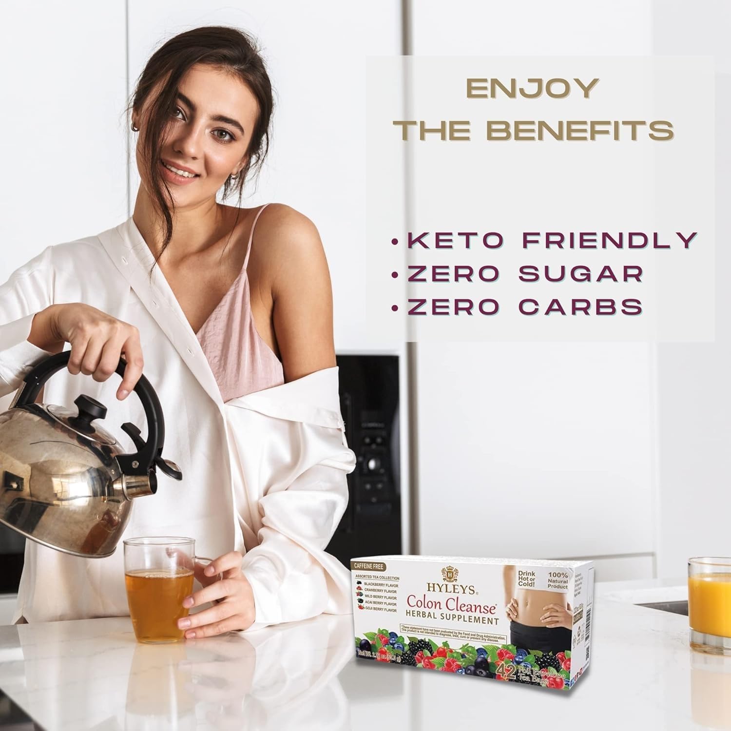 HYLEYS Colon Cleanse Tea, Assorted Flavors - 42 Individually Wrapped Herbal Tea Bags - Caffeine Free, Gluten Free - Image 9