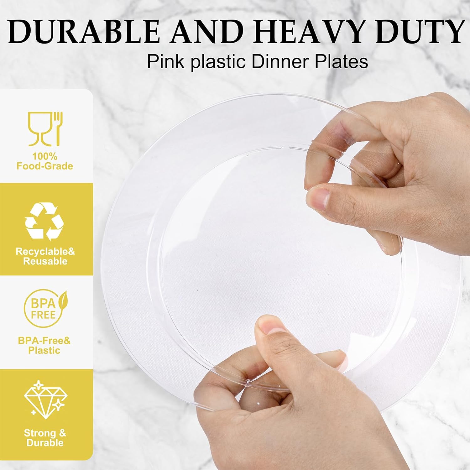 FLOWERCAT 200PCS Clear Plastic Plates Disposable Plates for Party - Clear Bulk Plastic Plates - 100 10" Dinner Plates and 100 7" Salad Plates for Weddings, New Year,Christmas Parties and Events - Image 4
