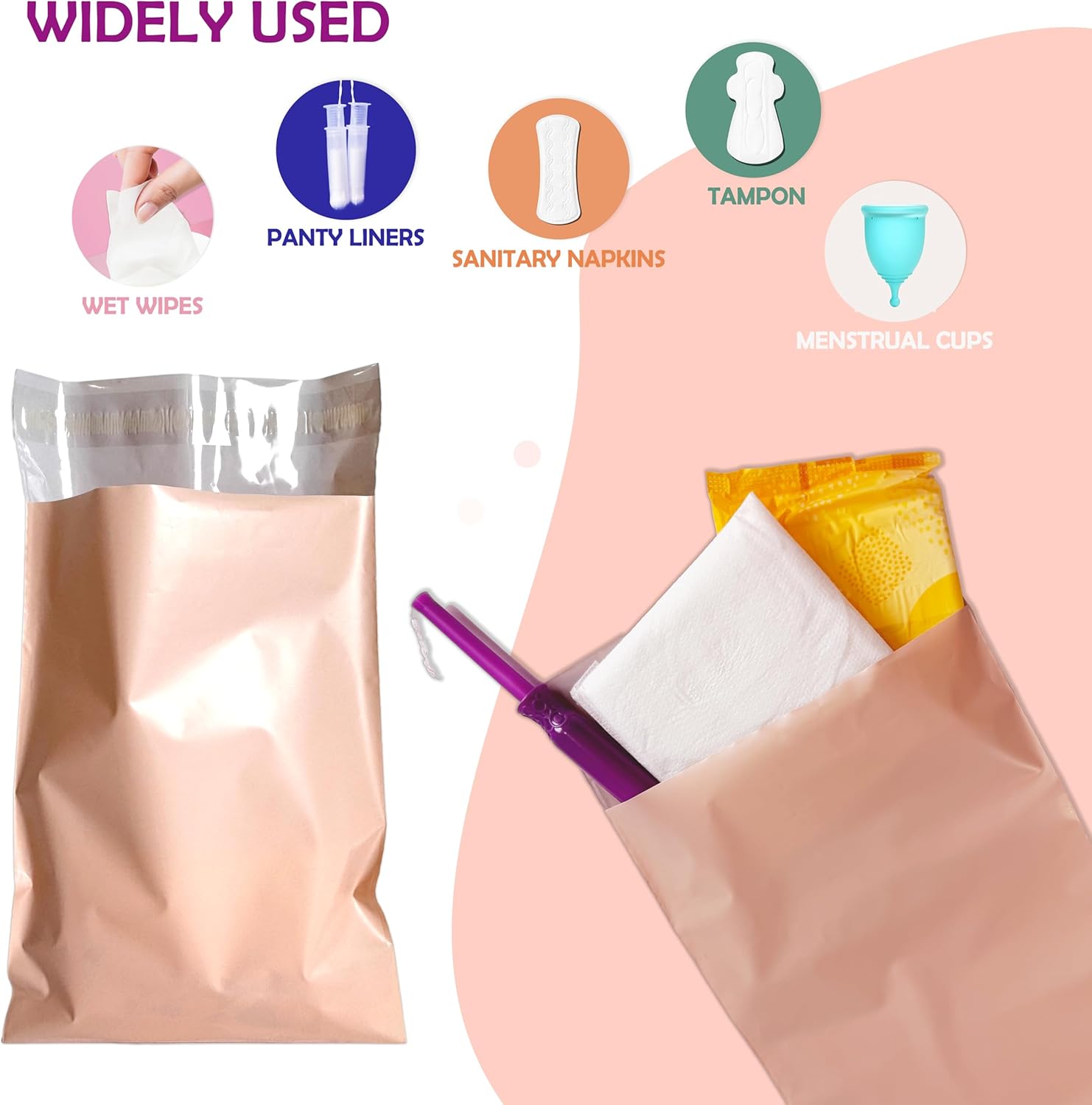 Sanitary Napkin Disposal Bags, 100 Pcs Disposable Sanitary Bag with Self-sealing Seals for Women, Personal Feminine Hygiene Disposal Bags - Image 4