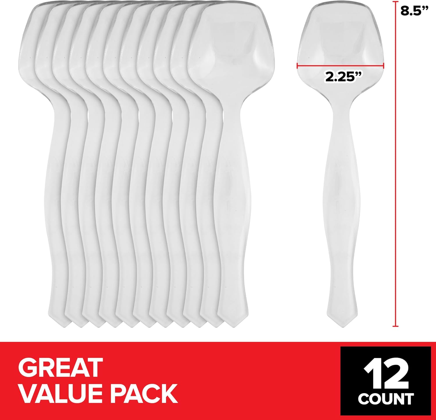 12 Count Clear Plastic Utensils for Catering, Weddings, Holidays, Buffet and Party Use - Image 3
