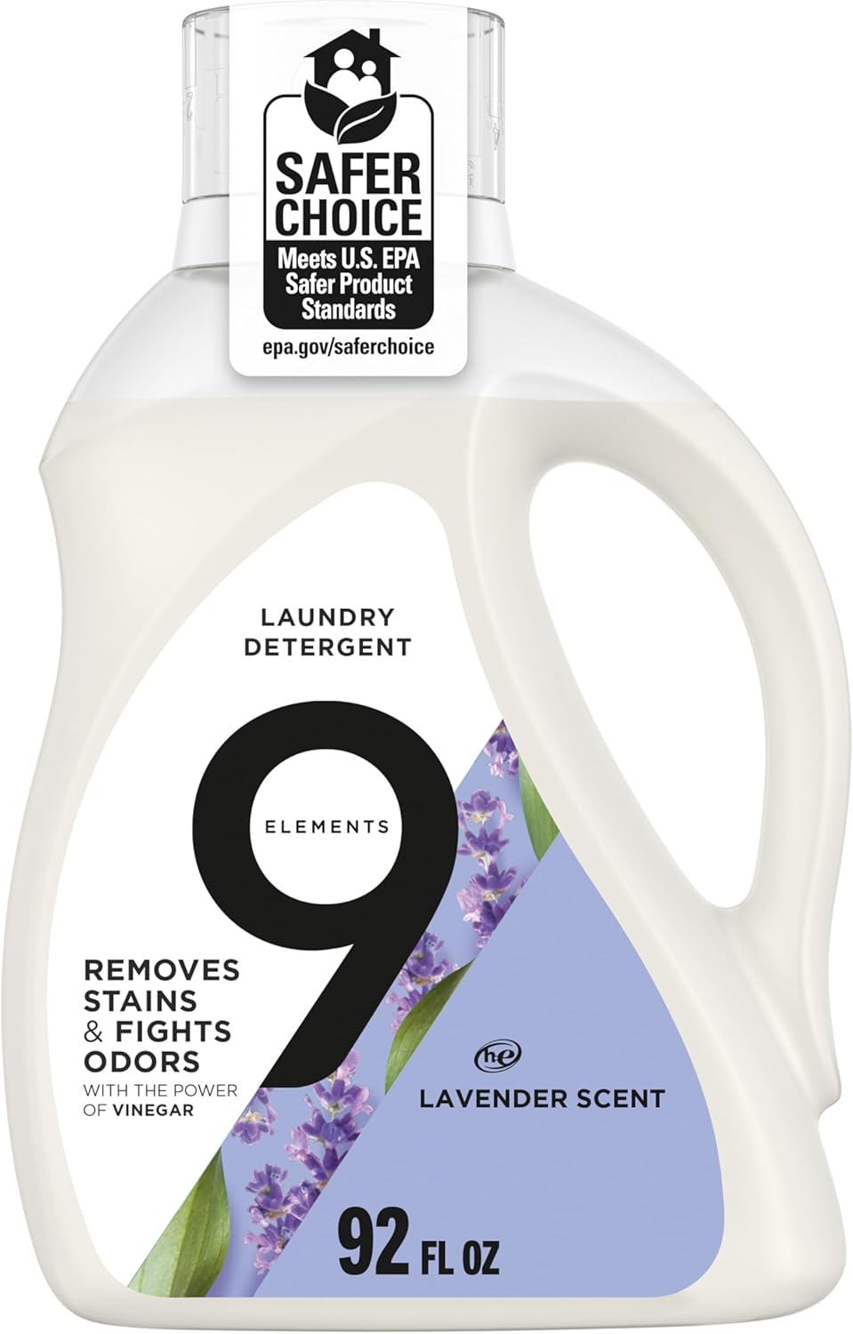 9 Elements Liquid Laundry Detergent, Lavender Scent, Vinegar Powered, 92 fl oz, 1 count - Image 2