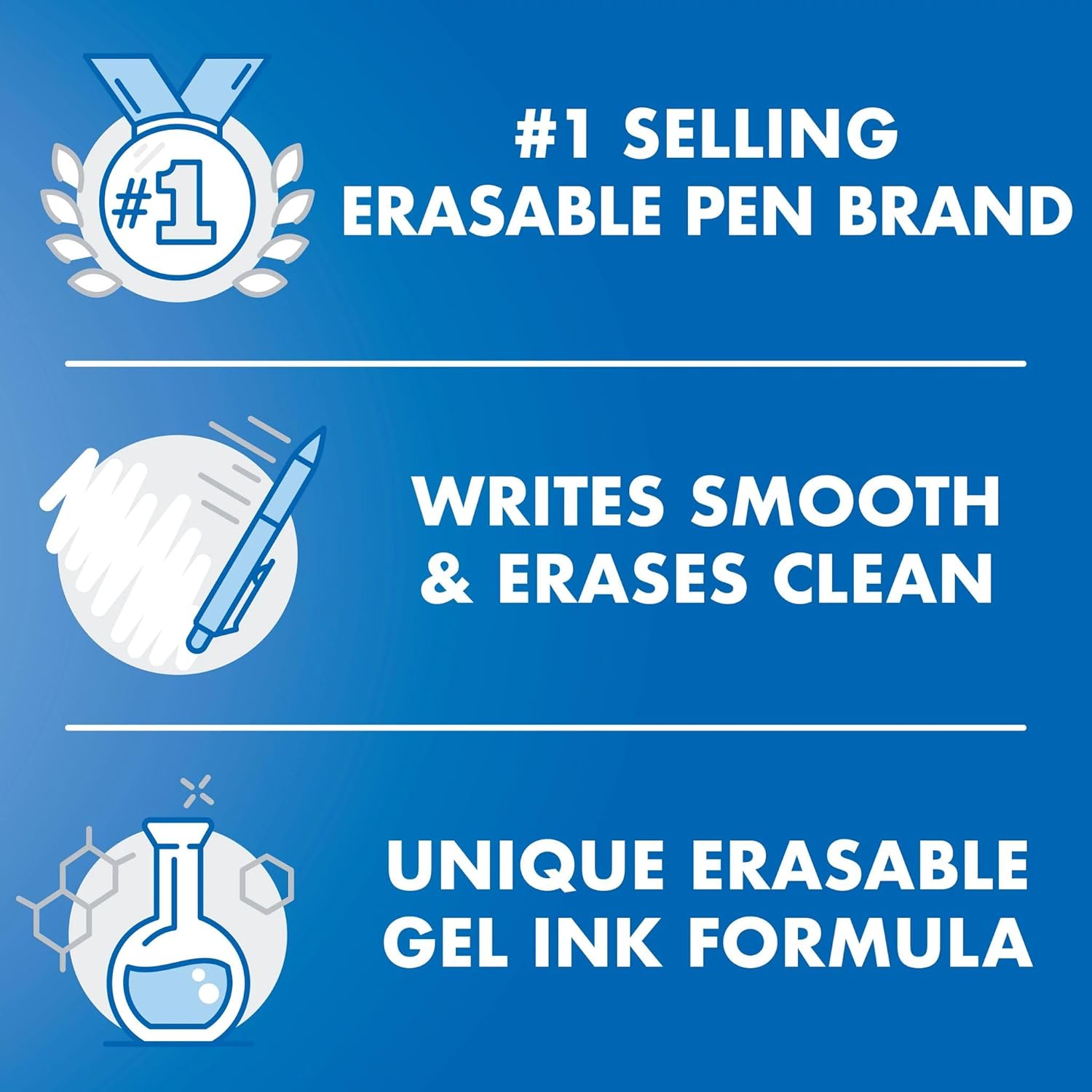 PILOT FriXion Clicker Erasable Pens, Refillable & Retractable Gel Ink Pens, Fine Point 0.7 mm, Black Ink, 3-Pack - Ideal for School, Journaling, & Office Writing - Image 5