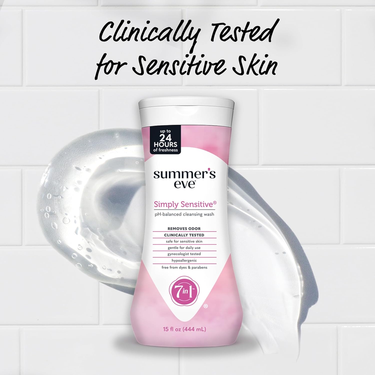 Summer's Eve Simply Sensitive All-Over Daily Feminine Wash, Gentle pH-Balanced Body Wash for Women, Removes Vaginal Odor, 15 Fl Oz - Image 5