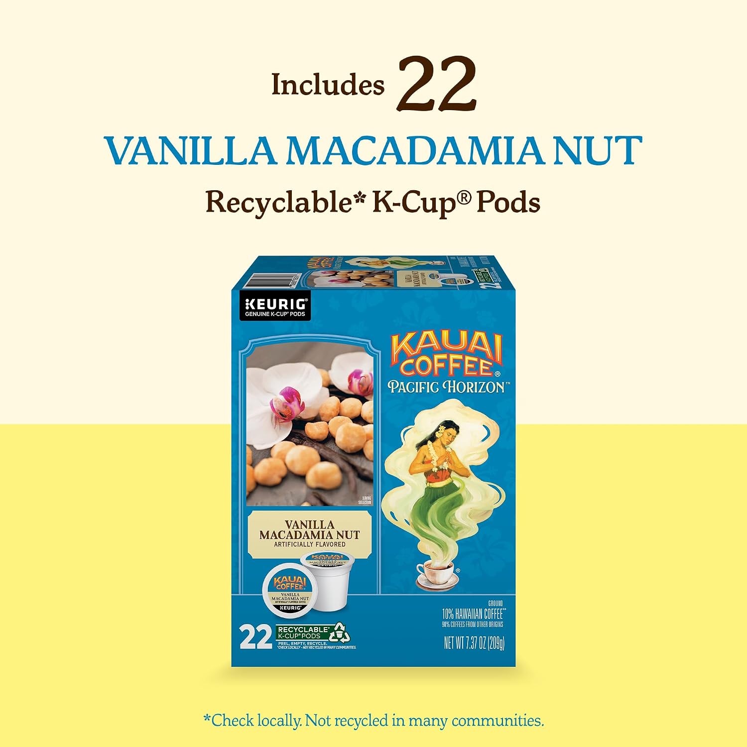 Kauai Coffee K-Cup Pods for Keurig Brewers – Arabica Coffee, 10% Hawaiian – Medium Roast, Vanilla Beans with Toasted Macabamia Nuts – Vanilla Macadamia Nut, 1 Pack of 22 Single Serve K-Cups - Image 7