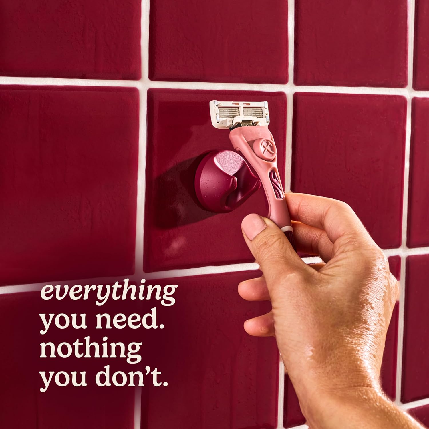 Dollar Shave Club for Women | 1 Maroon Wavy Grip Handle, 4 Razor Refills, 1 Shower Hanger | Razors for Women, Womens Razors for Shaving - Image 7