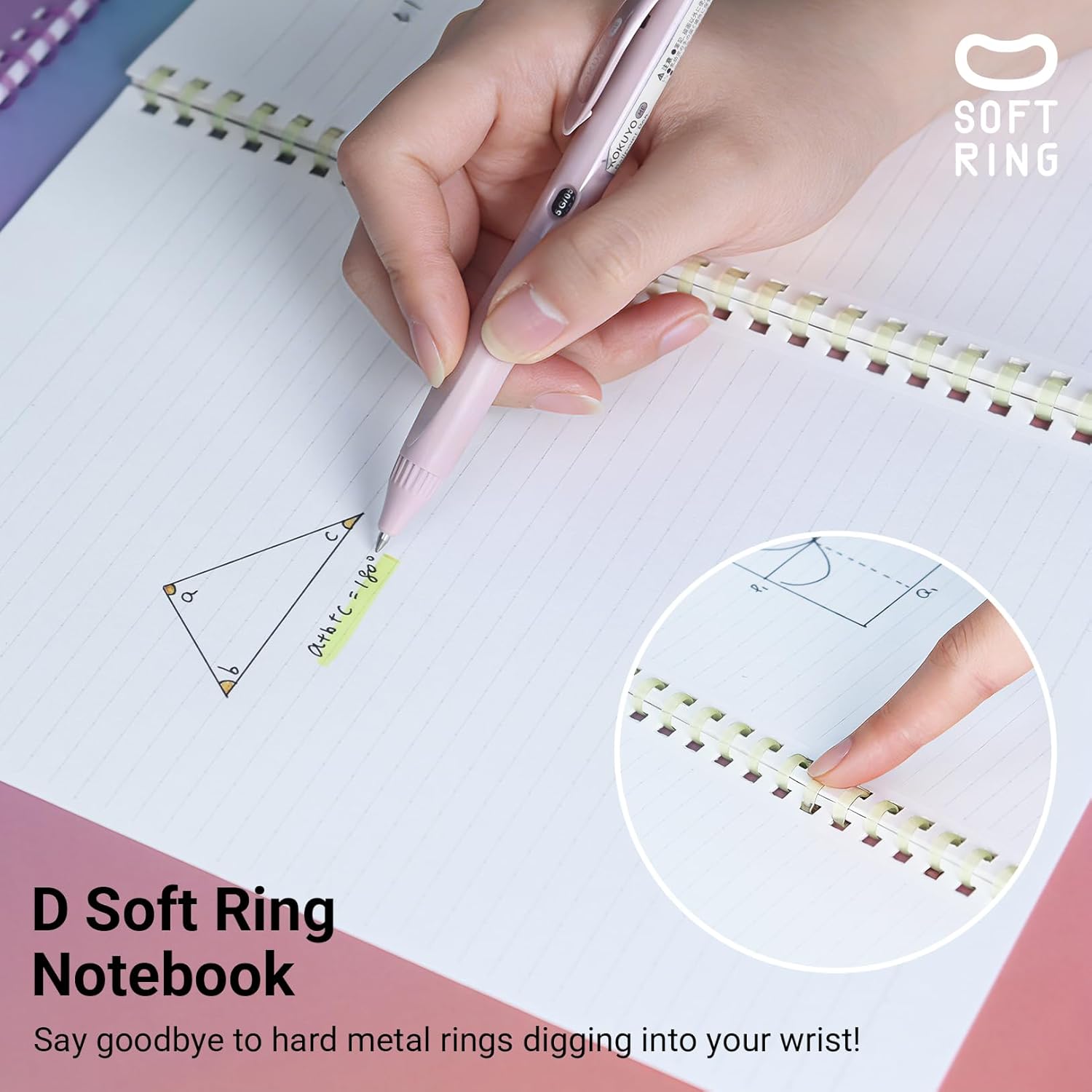 KOKUYO Spiral Lined Notebook, 5 Pack 10'' x 7'' Pastel Journal B5 Campus Soft Ring Notebooks with Dot 6 mm Ruled, 40 Sheets, 1 Subject Notebook, Note Taking for School (SU-S111BT) - Image 3