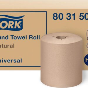 Tork Hand Towel Roll, Natural, Universal, H80, 100% Recycled, 1-Ply, 6 Rolls x 630 ft, 8031500