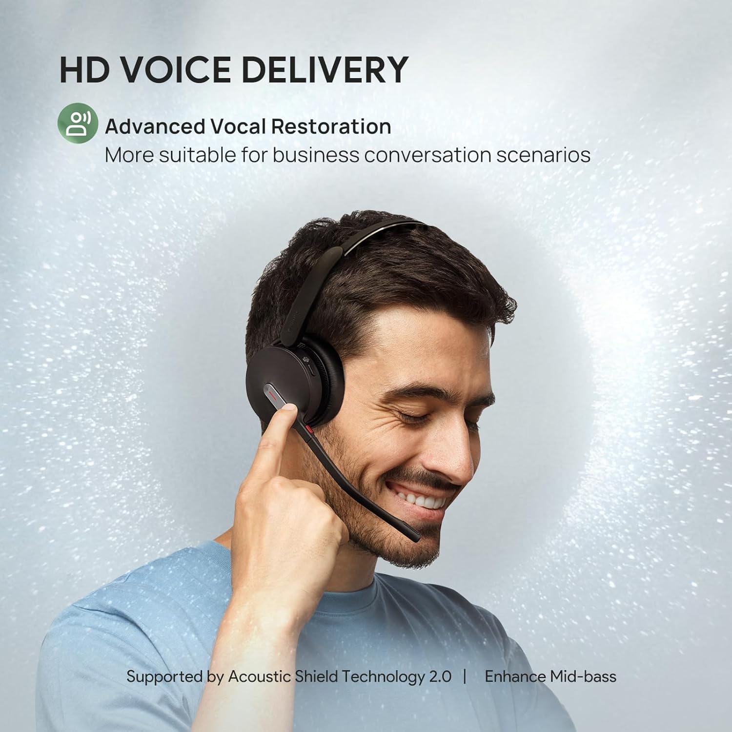 Yealink BH70 with Stand Wireless Bluetooth Headset with Microphone for Work, up to 35h Talking Battery Life, 3 Noise Cancellation Mics, Teams Certified, ≤90min Fast Charging, NO Power Adapter Needed - Image 10