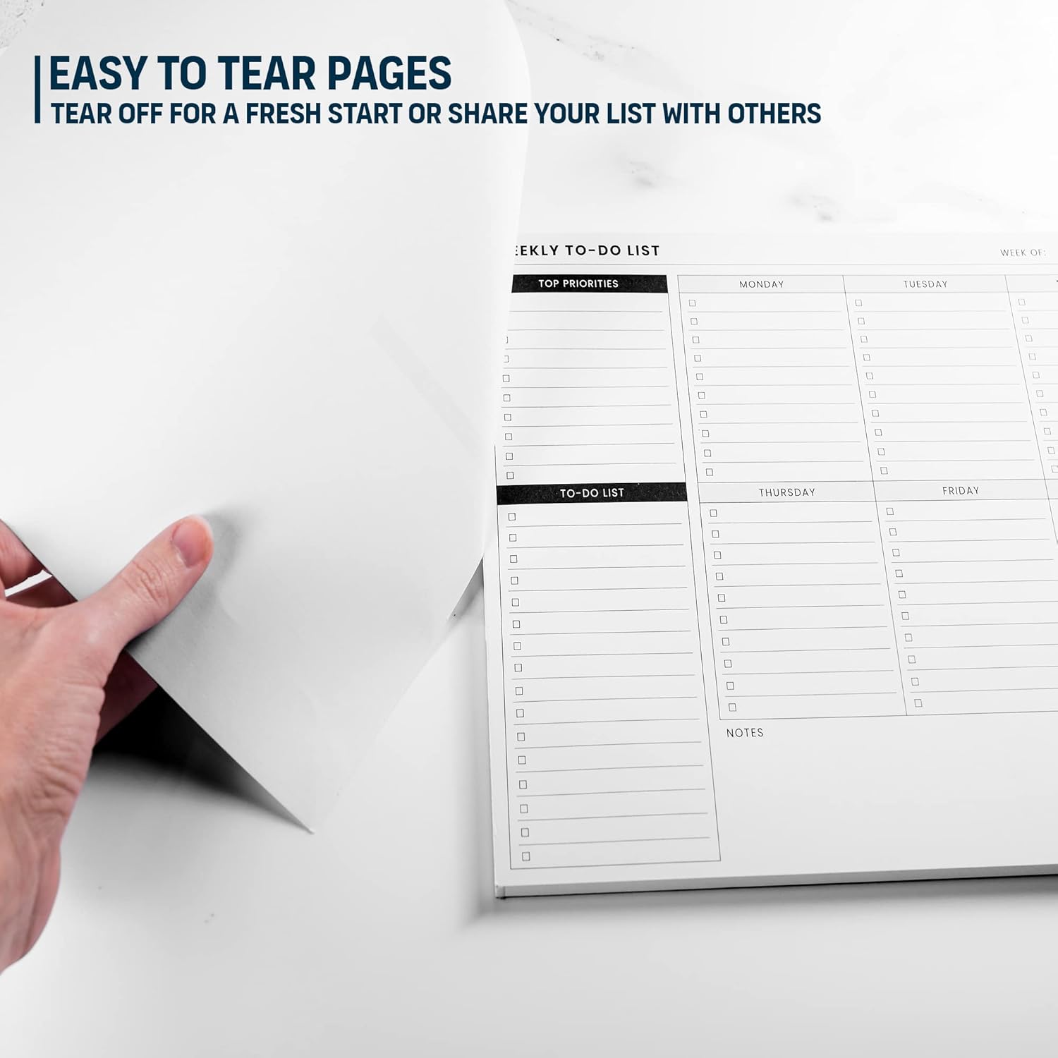 Weekly Planner Pad: To Do List Desk Notepad with Multiple Sections - 8.5x11" 52 Sheets - Undated Tear Off Notebook Calendar - Habit Planning Tracker, Task Goal Checklist Organizer - Agenda Plan Pad - Image 8