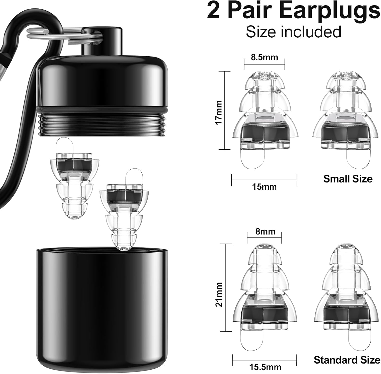 High Fidelity Concert Earplugs for Concerts Musicians, Earplugs for noise reduction, 24db Advanced Filter Technology Ear Protection for Music Festivals,DJ's, Nightclub, Drummers - 2 Pairs(Black) - Image 3