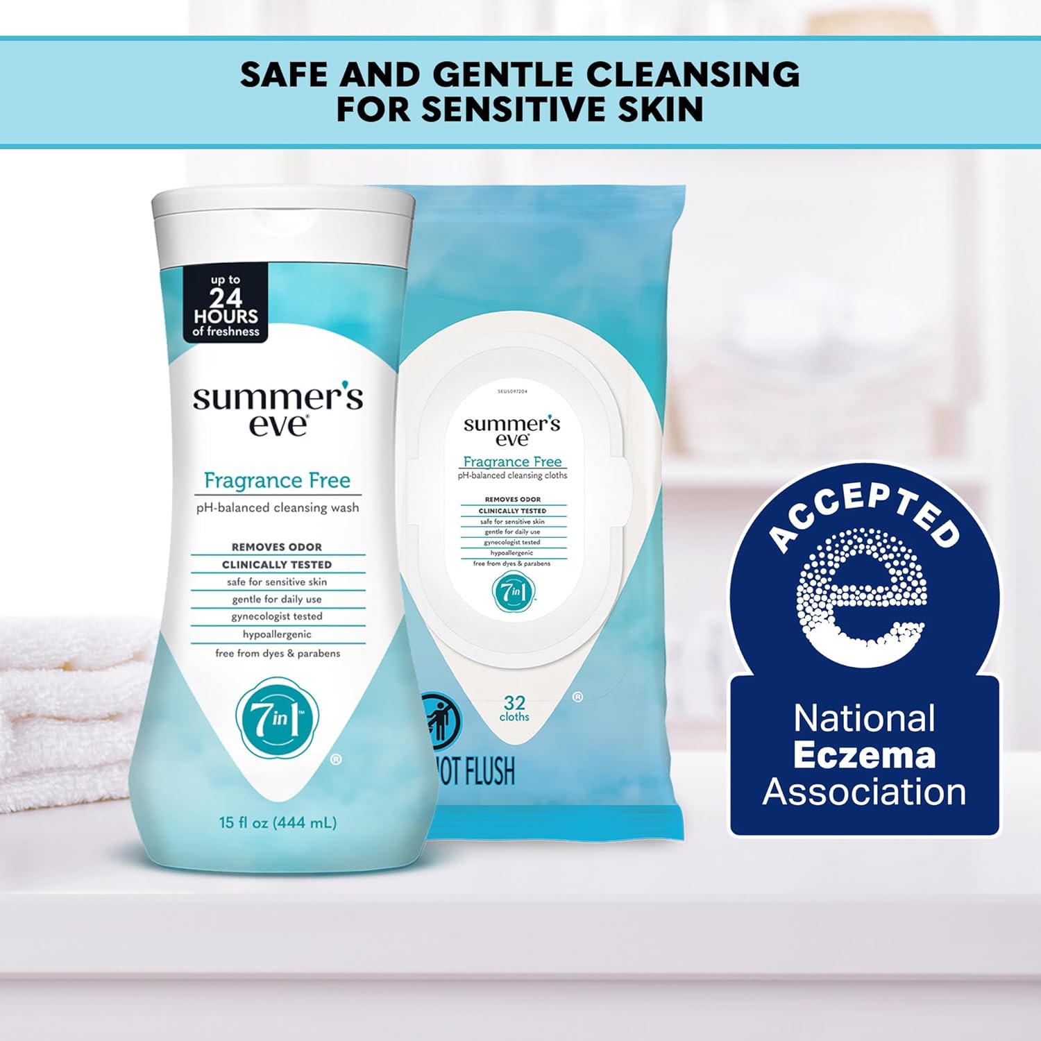 Summer's Eve Fragrance Free All-Over Feminine Wash, Gentle pH-Balanced Body Wash for Women, Removes Vaginal Odor, 15 Fl Oz - Image 4
