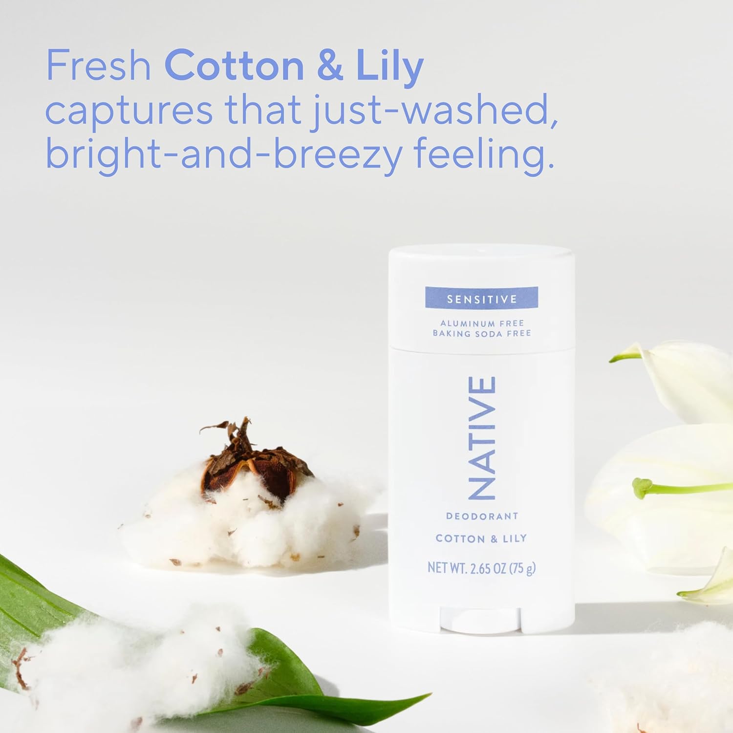 Native Sensitive Deodorant Contains Naturally Derived Ingredients, 72 Hour Odor Control | Deodorant for Women & Men, Aluminum Free with Baking Soda, Coconut Oil and Shea Butter, Cotton & Lily - Image 5