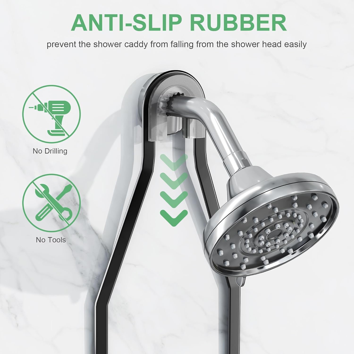 Shower Caddy Hanging,Rustproof Anti-Swing Shower Organizer,2 Tier Hanging Bathroom Caddy Anti-swing and Non-slip,Bathroom Organizer with 18 Hooks for Razor/Sponge - Image 5