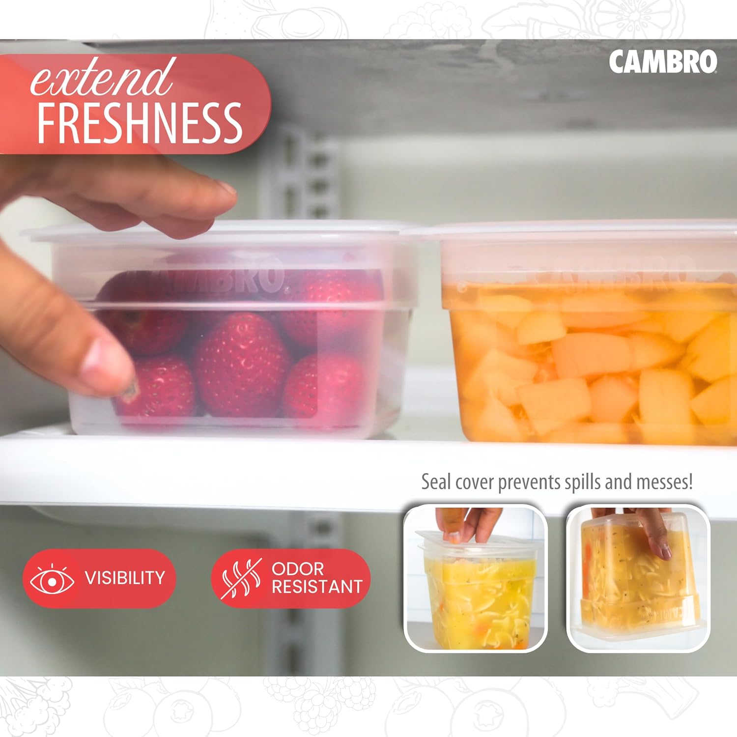 Cambro Food Storage Containers with Lids - Translucent (Microwave Safe and BPA-Free) - 16 and 32 oz (ounce) Food Storage Container - (20 Piece Set) - Image 5
