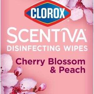 Clorox Scentiva Disinfecting Wipes, Cherry Blossom and Peach, Antibacterial, 75 Count