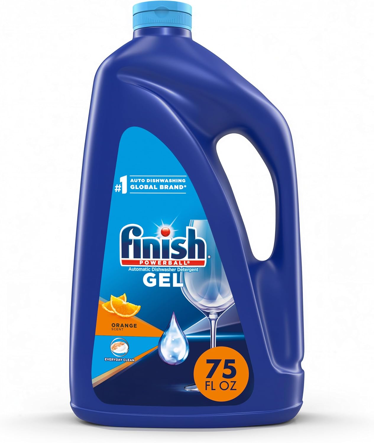Finish Gel Liquid Dishwasher Detergent, Advanced Deep Cleaning Power Dish Soap, Fights Tough Stains, Dishwasher Soap, Septic Safe & Plastic-Free Dish Detergent, Orange Scent, 75oz - Image 2