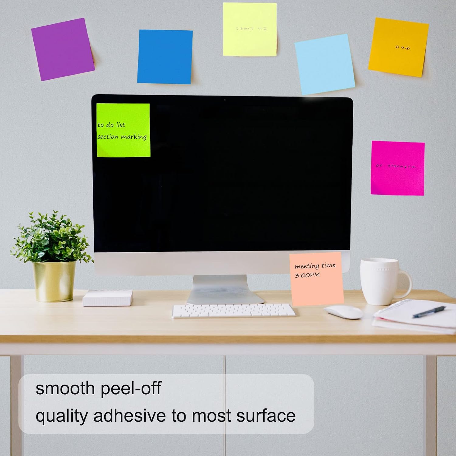 48 Pack 3840 Sheets Pop Up Sticky Notes 3X3 in Bright Color Self Sticky Note Pads Colorful Post Stickies for Office Home School Meeting, 80 Sheets/pad - Image 6