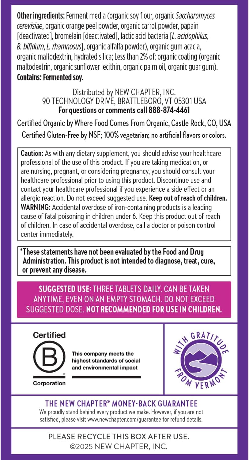 New Chapter, Postnatal Vitamins Lactation Supplement, Complete Multivitamin with Fermented Vitamin D3 + B Vitamins, Made with Organic Vegetables & Herbs, Non-GMO Ingredients, 192 Count - Image 8